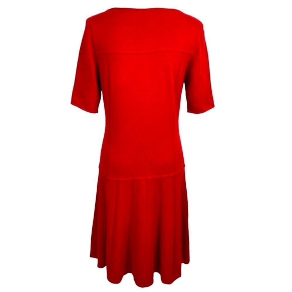 Ann Taylor‎ Red Pleated Drop Waist Short Sleeve Knit Dress Size XS/Med - Picture 2 of 7